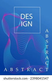 Sound gradient wave poster. Blue line wavy patterns and ornaments. Trendy flyer and booklet, leaflet. Abstract creativity and art. Template and layout. Cartoon flat vector illustration