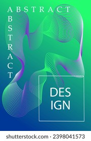 Afiche de la ola de gradiente de sonido. Patrones ondulados de línea verde y adornos. Folleto y folleto de moda. Resumen de creatividad y arte. Cartel o cubierta. Dibujo vectorial plano de dibujos animados