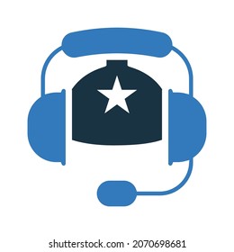 Sound, helmet icon. Simple editable vector design isolated on a white background.