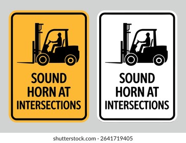 Sound Horn at Intersections Vector Sign – Forklift Traffic Safety Label for Warehouse and Industrial Use


