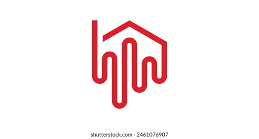 sound house logo design, sound waves, construction, property, logo design icon, vector, symbol, creative idea.