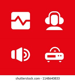 sound icon. 4 sound vectors with pulse, volume, radio and headphones icons for web and mobile app