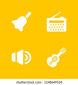 sound icon. 4 sound vectors with radio, spanish guitar, volume and bell icons for web and mobile app