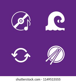 sound icon. 4 sound vectors with sync, wave, drum and compact disc icons for web and mobile app
