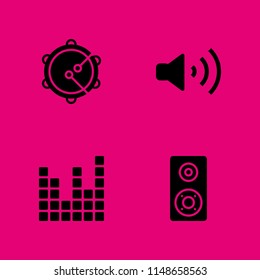 sound icon. 4 sound vectors with tambourine, speaker, volume and sound bars icons for web and mobile app