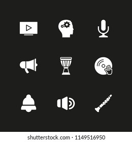 sound icon. 9 sound vectors with vinyl, notification, microphone and video player icons for web and mobile app