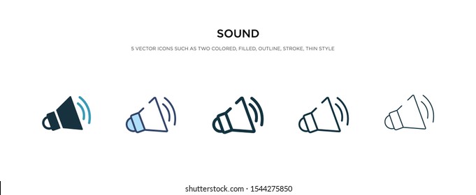 sound icon in different style vector illustration. two colored and black sound vector icons designed in filled, outline, line and stroke style can be used for web, mobile, ui