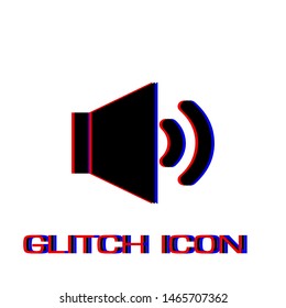 Sound icon flat. Simple pictogram - Glitch effect. Vector illustration symbol