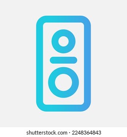 Icono de sonido en estilo de degradado sobre multimedia, uso para presentación de aplicaciones móviles en sitios web