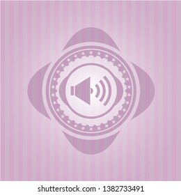 sound icon inside badge with pink background