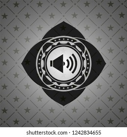sound icon inside black emblem. Vintage.