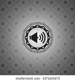 sound icon inside black emblem. Vintage.