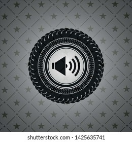 sound icon inside black emblem. Vintage.