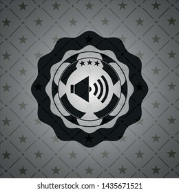sound icon inside black emblem. Vintage.