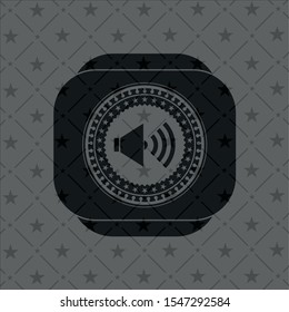 sound icon inside black emblem. Vintage.