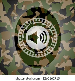 sound icon inside camouflage emblem