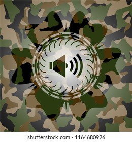 sound icon inside camouflage texture