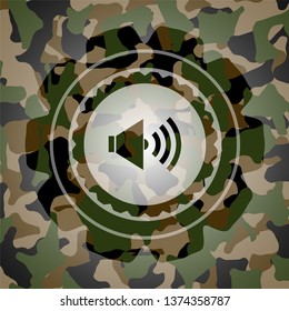 sound icon inside camouflaged emblem