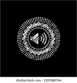 sound icon inside chalk emblem