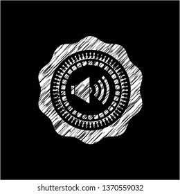sound icon inside chalk emblem