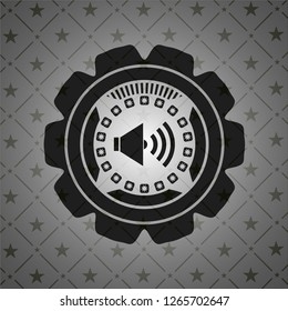 sound icon inside dark badge or emblem