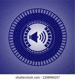 sound icon inside emblem with jean texture