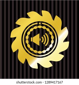 sound icon inside gold shiny emblem