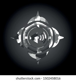 sound icon inside grey camo texture