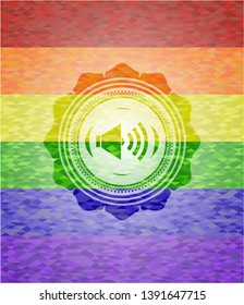 sound icon inside lgbt colors emblem 