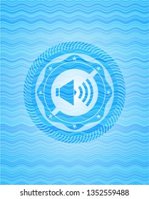 sound icon inside light blue water style badge.