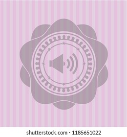 sound icon inside pink emblem. Vintage.