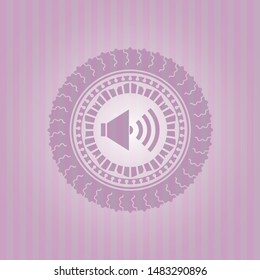 sound icon inside pink emblem