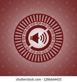 sound icon inside realistic red emblem