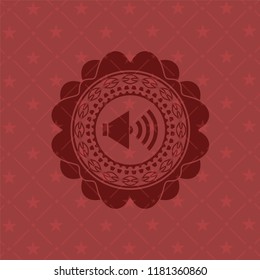 sound icon inside red emblem. Vintage.