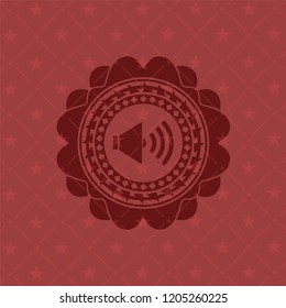 sound icon inside red emblem. Vintage.