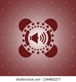 sound icon inside red emblem. Vintage.