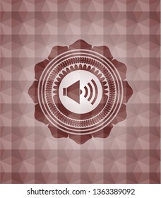 sound icon inside red seamless polygonal badge.