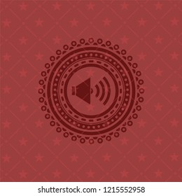 sound icon inside retro red emblem