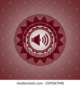 sound icon inside retro style red emblem