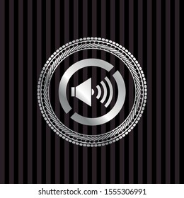 sound icon inside silver badge or emblem