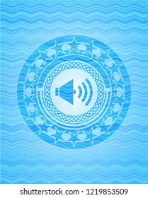 sound icon inside water representation badge background.