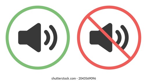 Sound icon. Mute and unmute icon sign isolated on white background.