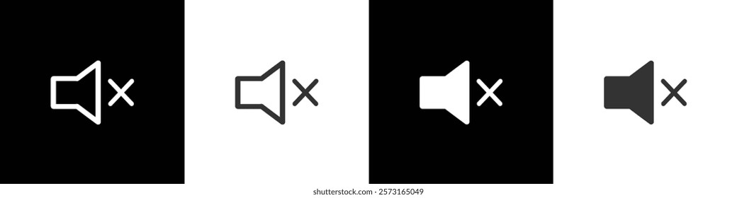 Sound icon, mute volume, speaker sign, audio control icon. Аn icon that increases and reduces the sound. Sound volume icon with different signal levels on black, white and transparent background.