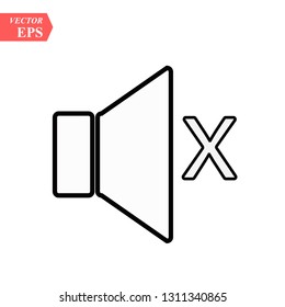 Sound Icon - Sound Off Icon Vector Design Flat Style Symbol, Mute Button Speaker Isolated On light Background