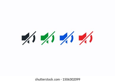 Sound Icon - Sound Off Icon Vector Design Flat Style Symbol, Mute Button Speaker Isolated On light Background