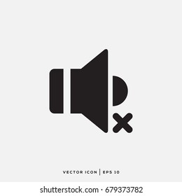 Sound Icon - Sound Off Icon Vector Design Flat Style Symbol , Mute Button Speaker Isolated On light Background