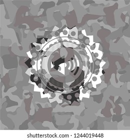 sound icon on grey camouflage texture