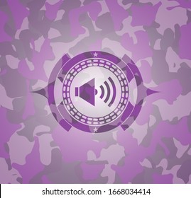 sound icon on pink camouflaged texture