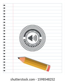 sound icon pencil draw. Vector Illustration. Detailed.