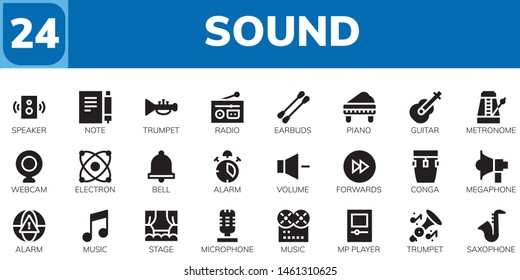 Sound Icon Set 24 Filled Sound Stock Vector (Royalty Free) 1461310625 ...